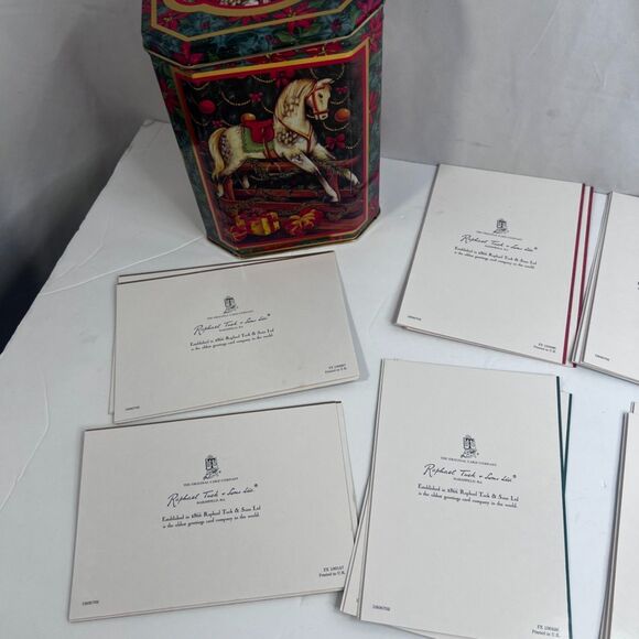 Raphael Tuck & Sons VTG Christmas Cards in Metal Tin w/ Envelopes Holiday - Picture 8 of 12